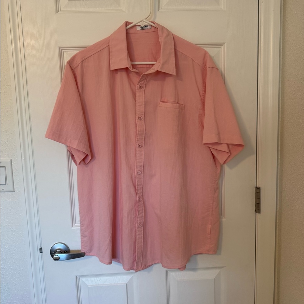 Coofandy XL Men's Pink Short Sleeve Button Down Shirt NWOT